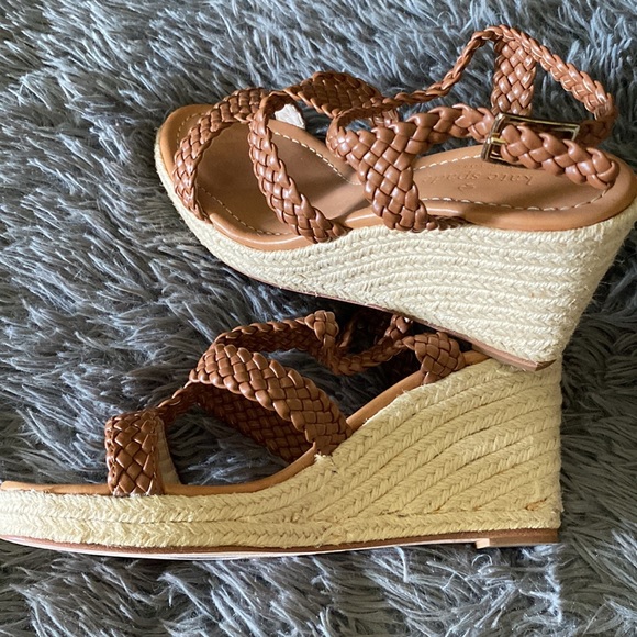 Kate Spade brown fay braided leather wedge sandals - Picture 4 of 13